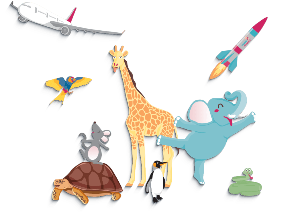 nappydancers® Figuren tanzen auf einer Wiese mit Regenbogen